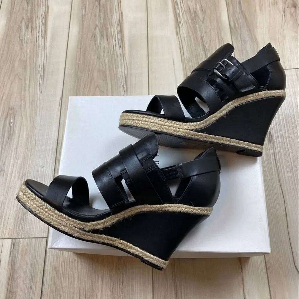 Sandro Paris Alex Black Wedged Platform Espadrille